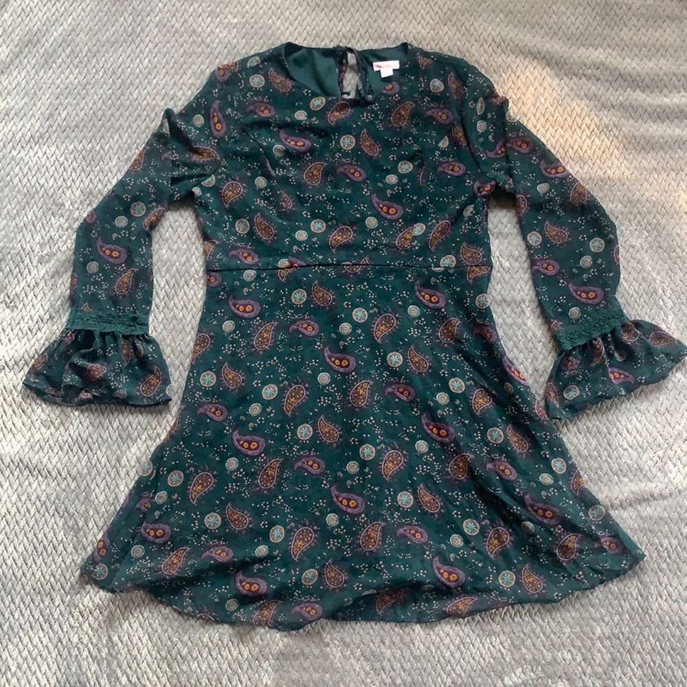 Paisley print long sleeve dress